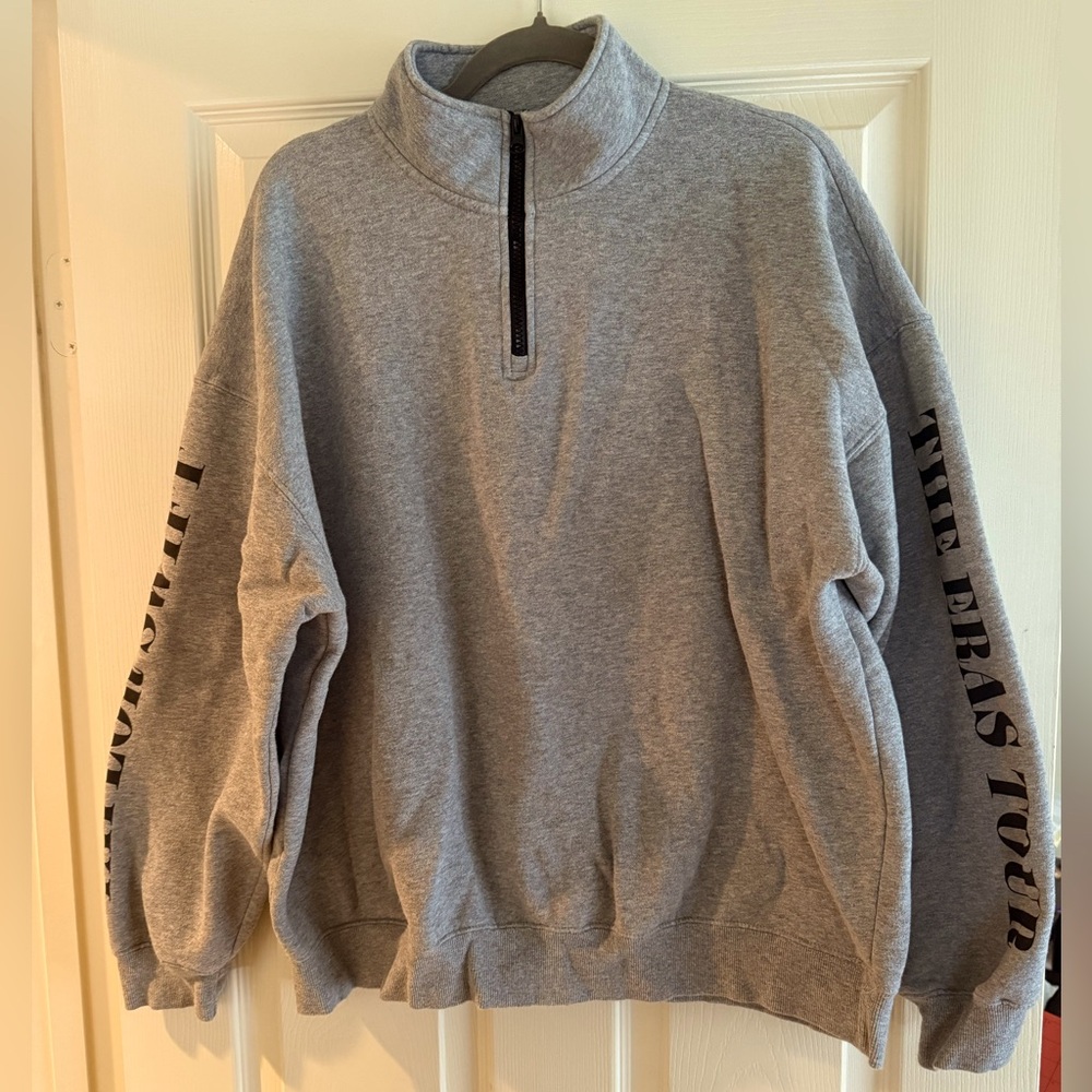 Gray quarter zip Eras tour pullover